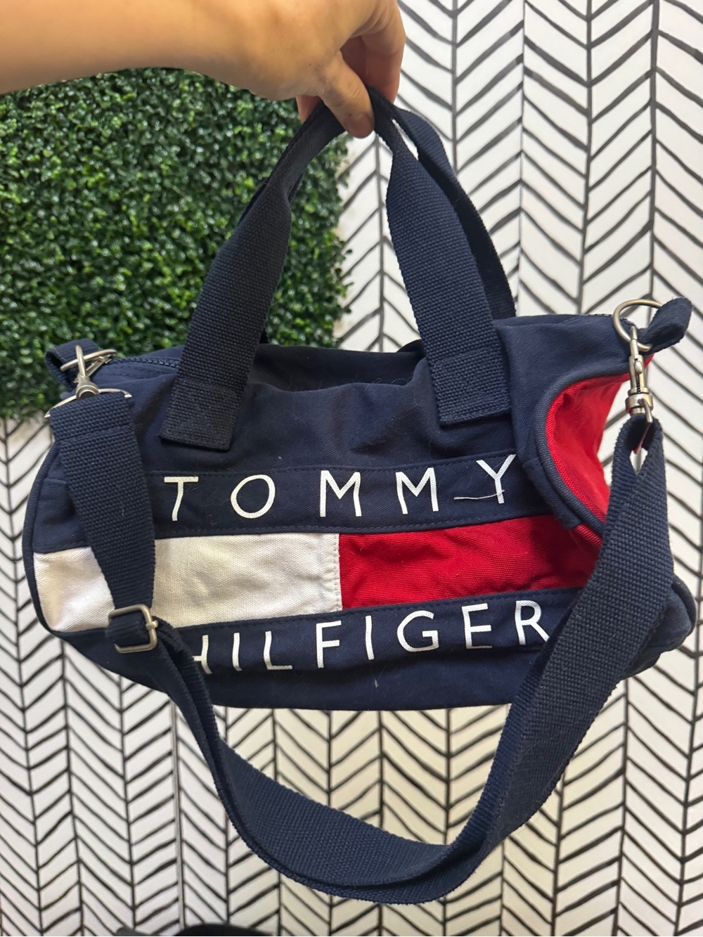 Tommy Hilfiger Navy, Red & White mini Canvas Duffel Satchel